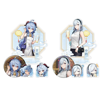 Genshin Impact Joyful Hearts series Ganyu Shenhe merch collection badges acrylic clips and standees