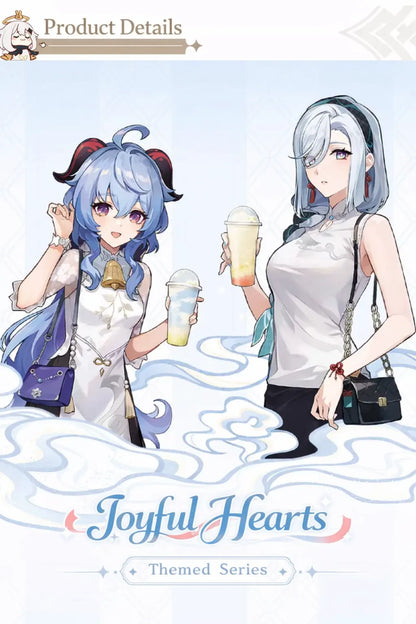 Genshin Impact Joyful Hearts series visual featuring Ganyu and Shenhe themed design