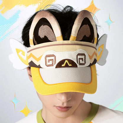 Genshin Impact Kachina Sun Visor Hat showcasing embroidered details and adjustable fit
