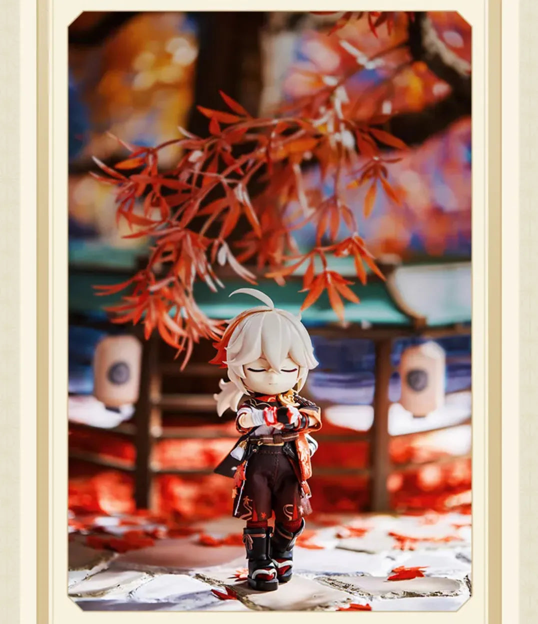 Kaedehara Kazuha action figure posed with maple leaf accessory