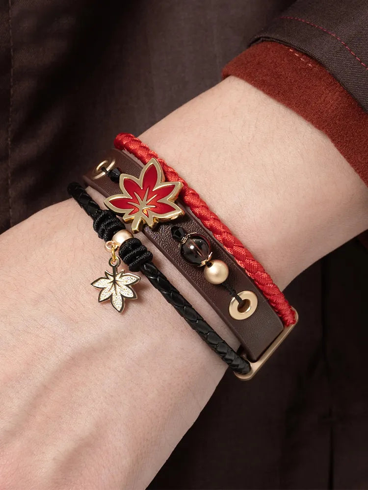 Kaedehara Kazuha themed bracelet worn outfit and maple leaf accessories