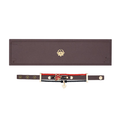 Kaedehara Kazuha themed bracelet isolated on white background with maple leaf decorations