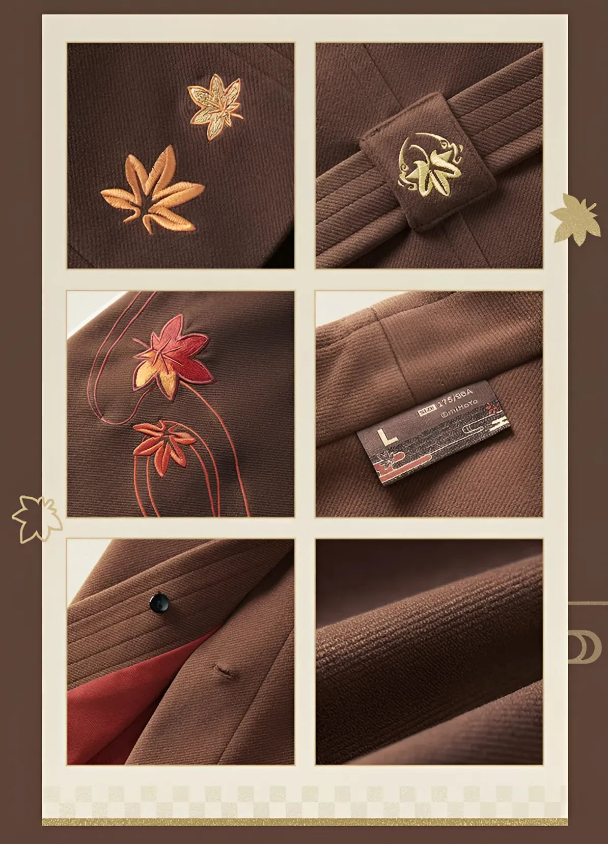 Kaedehara Kazuha casual jacket sleeve embroidery detail