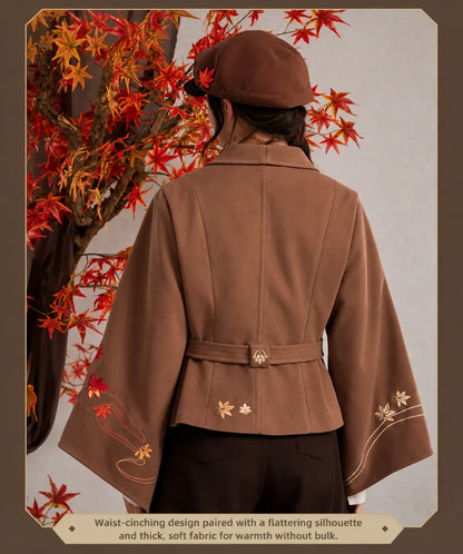Kaedehara Kazuha themed casual jacket fabric texture and stitching detail close up