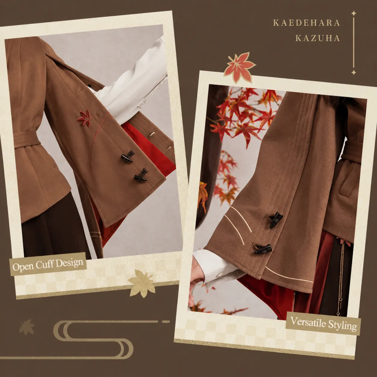 Kaedehara Kazuha themed jacket waist cinching silhouette and embroidery detail