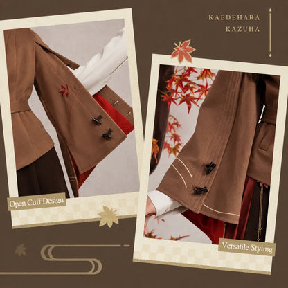 Kaedehara Kazuha themed jacket waist cinching silhouette and embroidery detail