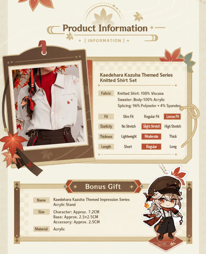 Genshin Impact Kazuha shirt adjustable cuff and layered knit sleeve detail