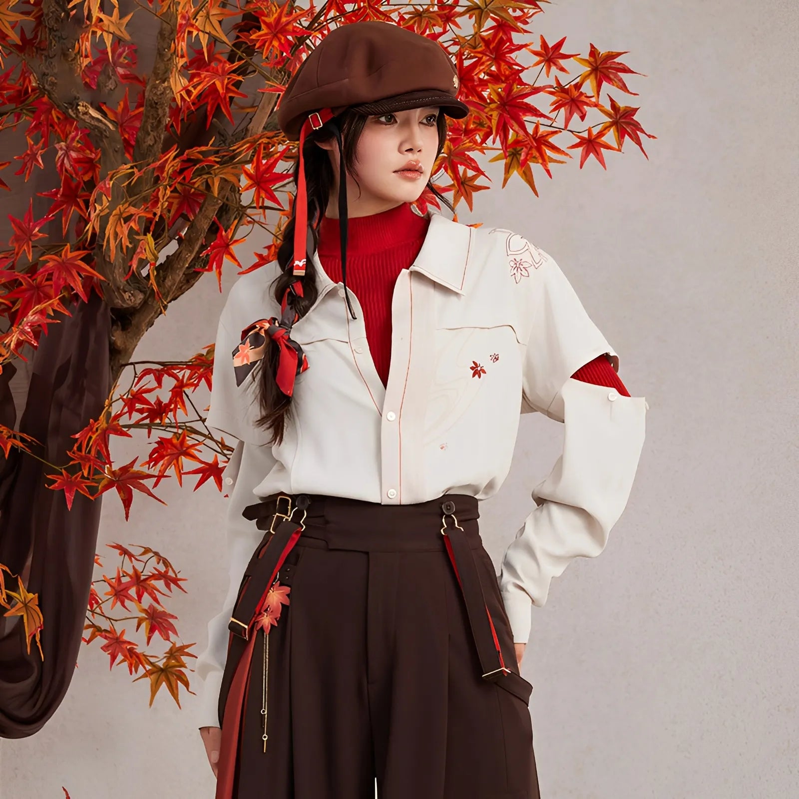 Genshin Kaedehara Kazuha themed impression long sleeve shirt autumn outfit front view