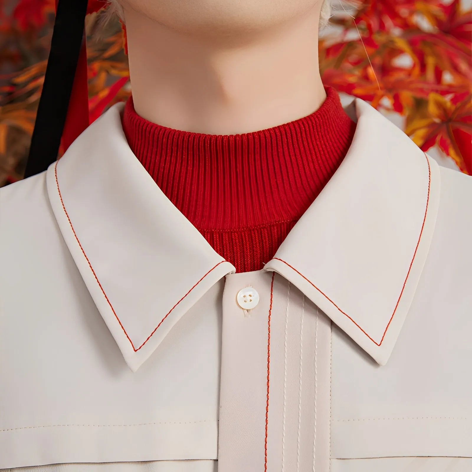 Genshin Kazuha themed shirt with maple leaf embroidery and relaxed silhouette