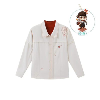 Kaedehara Kazuha themed impression long sleeve shirt white background product display