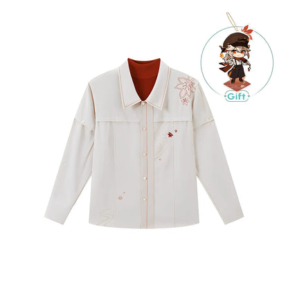 Kaedehara Kazuha themed impression long sleeve shirt white background product display