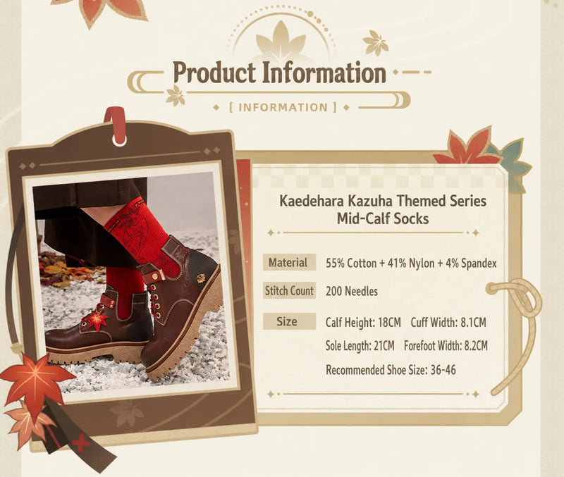 Genshin Kazuha themed socks collection flat lay display