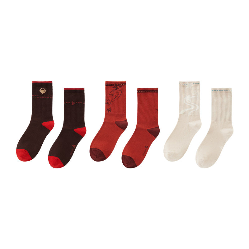 Kaedehara Kazuha themed socks set on white background featuring multiple color styles