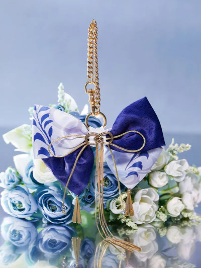 Genshin Impact Kamisato Ayato Butterfly Bow Hair Accessory Charm full product display