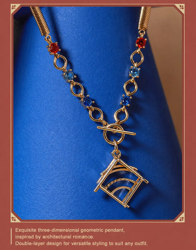 translucent colored panel detail on Kaveh earrings