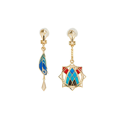 Kaveh clip-on earrings with asymmetrical geometric design isolated on white background