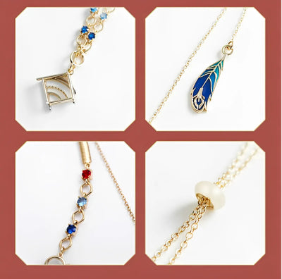 extended chain drop detail on Kaveh necklace