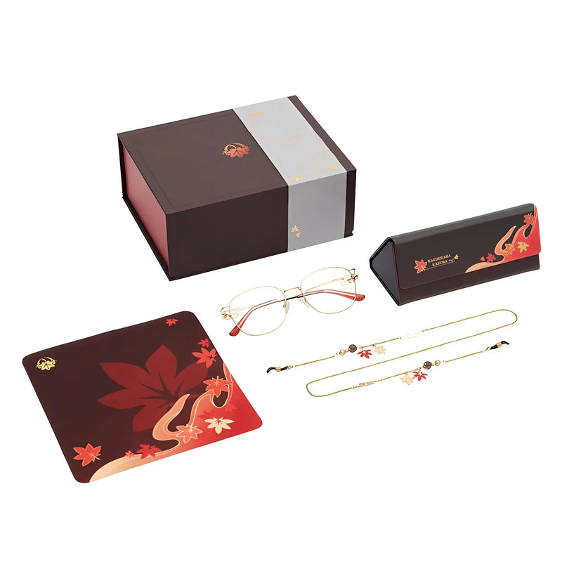 Genshin Impact Kazuha glasses wearing effect model with round frame and chain accessory