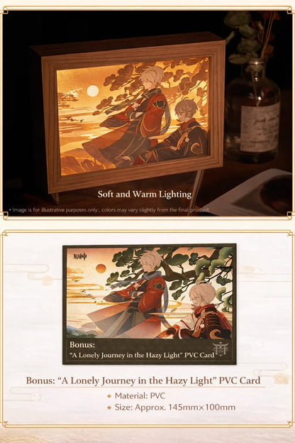Genshin Impact Kazuha paper shadow lamp rechargeable battery lighting with soft warm glow, decorative anime desk lamp collectible