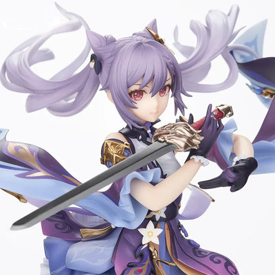 Keqing Driving Thunder figure close-up showing facial details and sword sculpt by APEX Toys