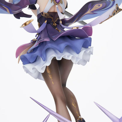 Rear view of Genshin Impact Keqing Driving Thunder figure showing flowing outfit design