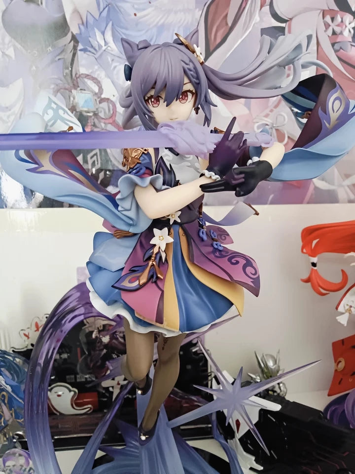 Customer image of Keqing figure partially assembled during setup
