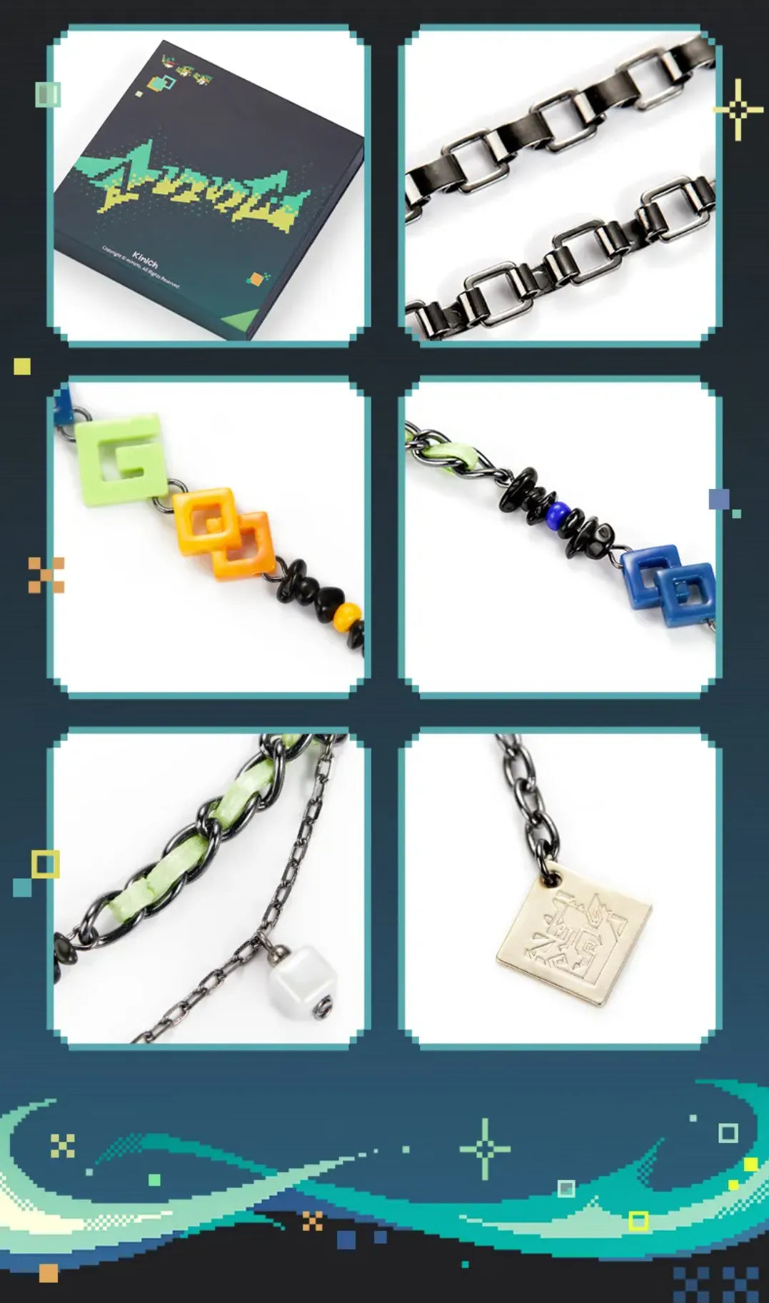 Necklace accessory details from multiple angles