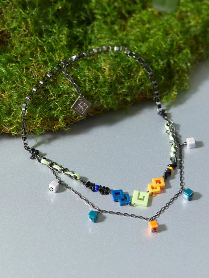 Genshin Impact Kinich Themed Impression Series Double Layer Necklace front wearing display