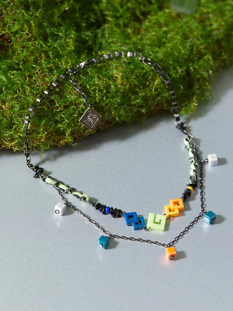 Genshin Impact Kinich Themed Impression Series Double Layer Necklace front wearing display