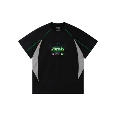 Genshin Impact Kinich Impression T-Shirt Ember Series flat lay view showing overall silhouette and graphic placement