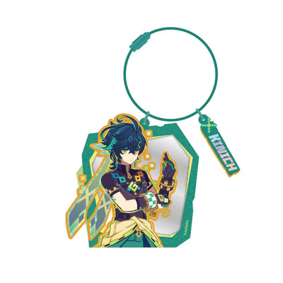Genshin Kinich acrylic keychain mirror from the Nation of Pyro Series with hanging display design and Natlan themed artwork