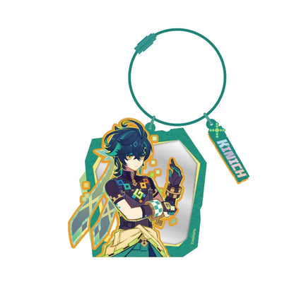 Genshin Kinich acrylic keychain mirror from the Nation of Pyro Series with hanging display design and Natlan themed artwork