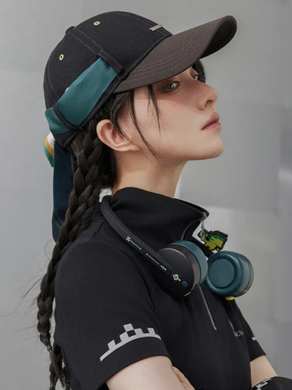 Genshin Impact Kinich neck fan showcased with themed accessories and pixel art accents