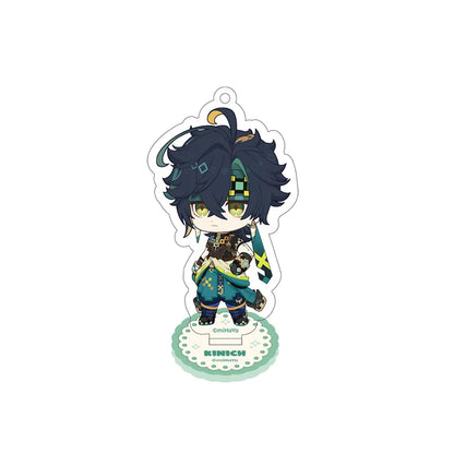 Genshin Kinich Stellar Recollection series acrylic standee with green-themed chibi artwork and acrylic display base