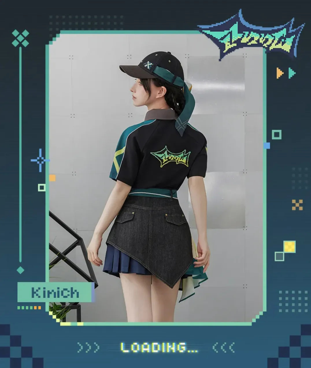Kinich themed skirt front and back flat display