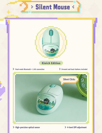 Genshin Impact Kinich wireless mouse with silent click and dual mode connection features
