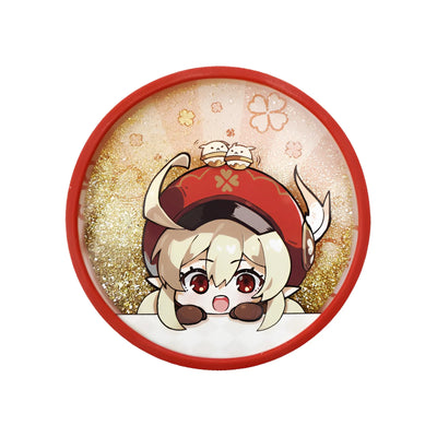 Genshin Impact Klee flowy sand coaster acrylic glitter design front view