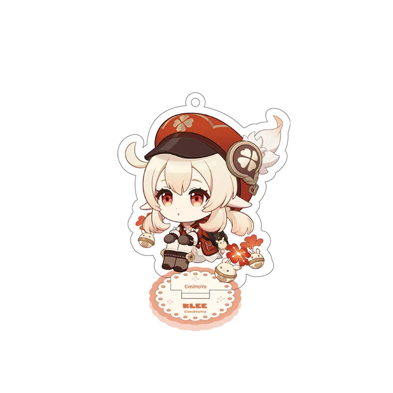 Genshin Klee Stellar Recollection series acrylic standee featuring cute chibi artwork and themed display base