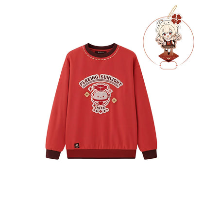 Genshin Impact Klee sweatshirt outfit styling with cardigan scarf and accessories