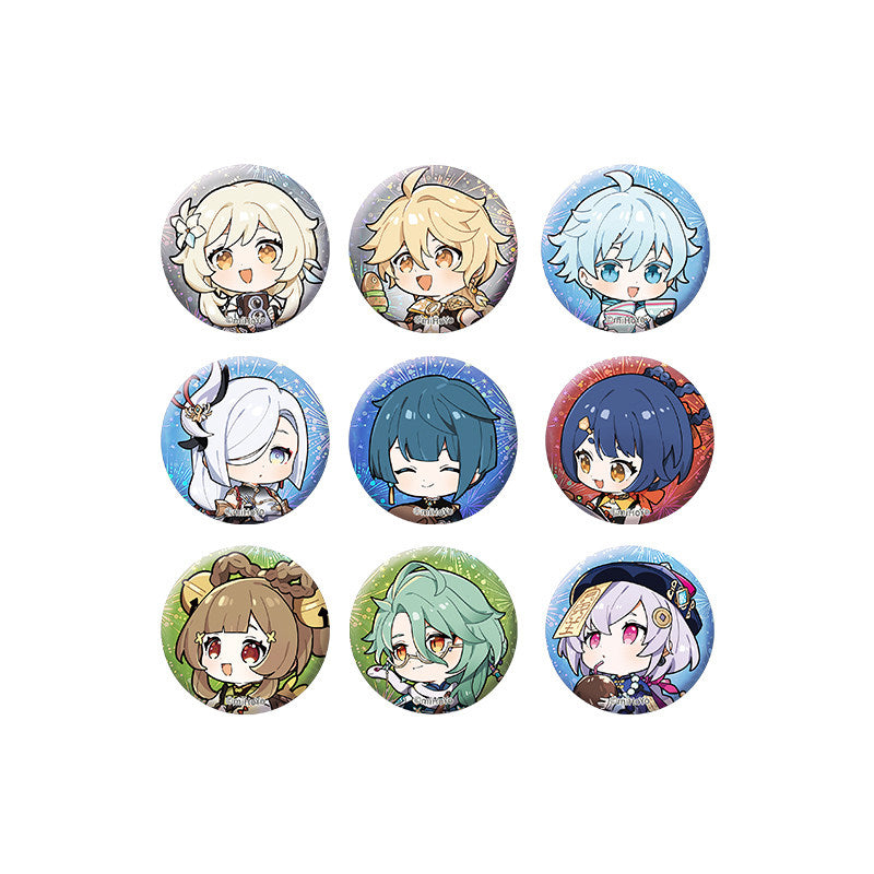 Genshin Impact Lantern Rite chibi character mini badge set A featuring Paimon Aether Lumine and more