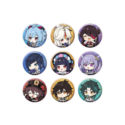 Genshin Impact Lantern Rite chibi character mini badge set B featuring Keqing Zhongli Xiao Hu Tao and more