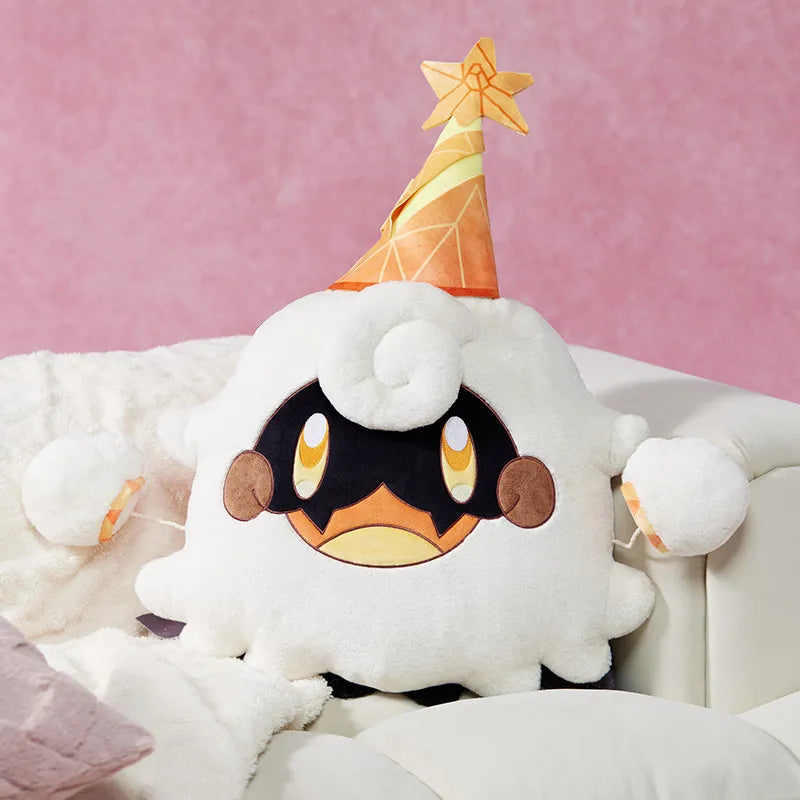 Genshin Impact Linnea Lumi plush pillow with fluffy white design and star-topped hat