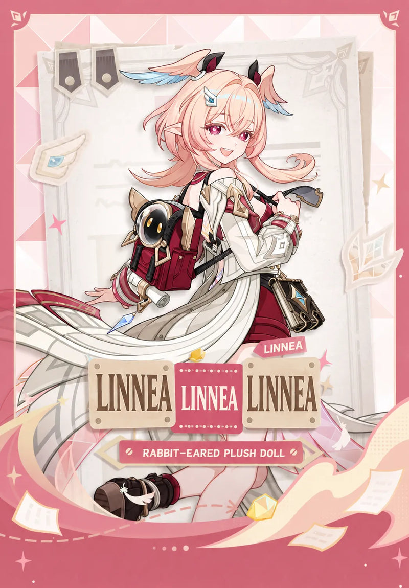 Linnea rabbit-eared plush hand puppet product information and dimensions