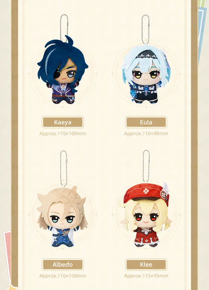 Genshin Impact Little Valley character plush lineup featuring Klee Zhongli Xiao Ganyu and Venti