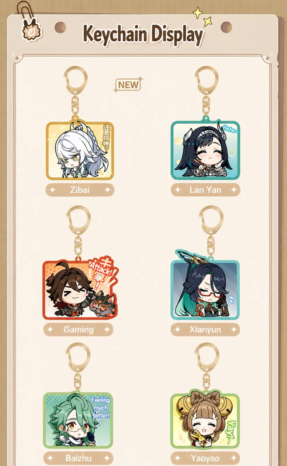 Genshin Impact acrylic keychain material and finish PET laminated surface