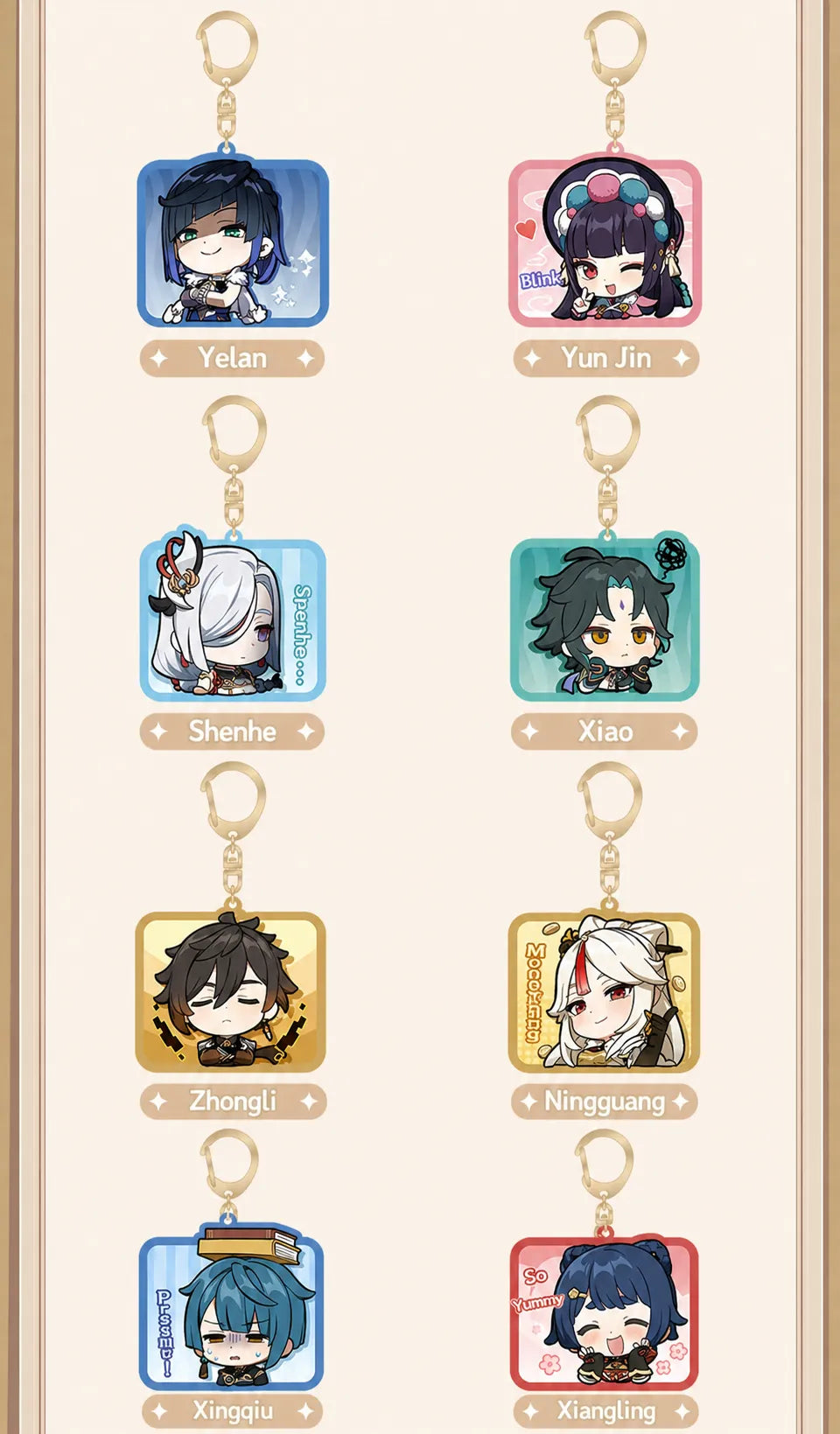 Genshin Impact acrylic keychain size reference about 60mm character accessory