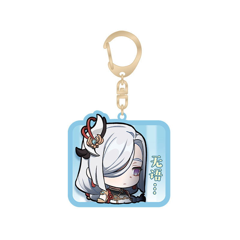 Genshin Impact Shenhe chibi expression acrylic keychain Liyue Harbor series