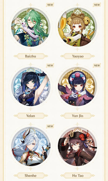 Genshin Impact Liyue Harbor Series Character Badge Embossed and Gold Foil Craft Details