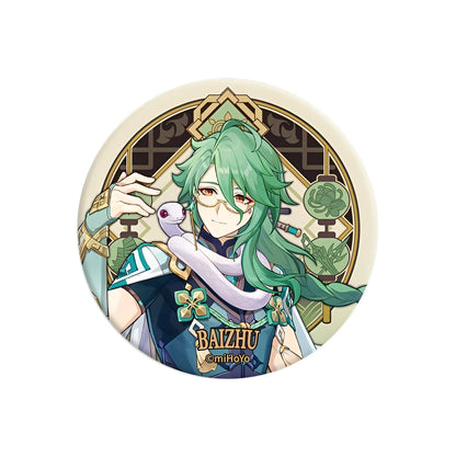 Genshin Impact Liyue Harbor Series character badge featuring Baizhu collectible anime pin