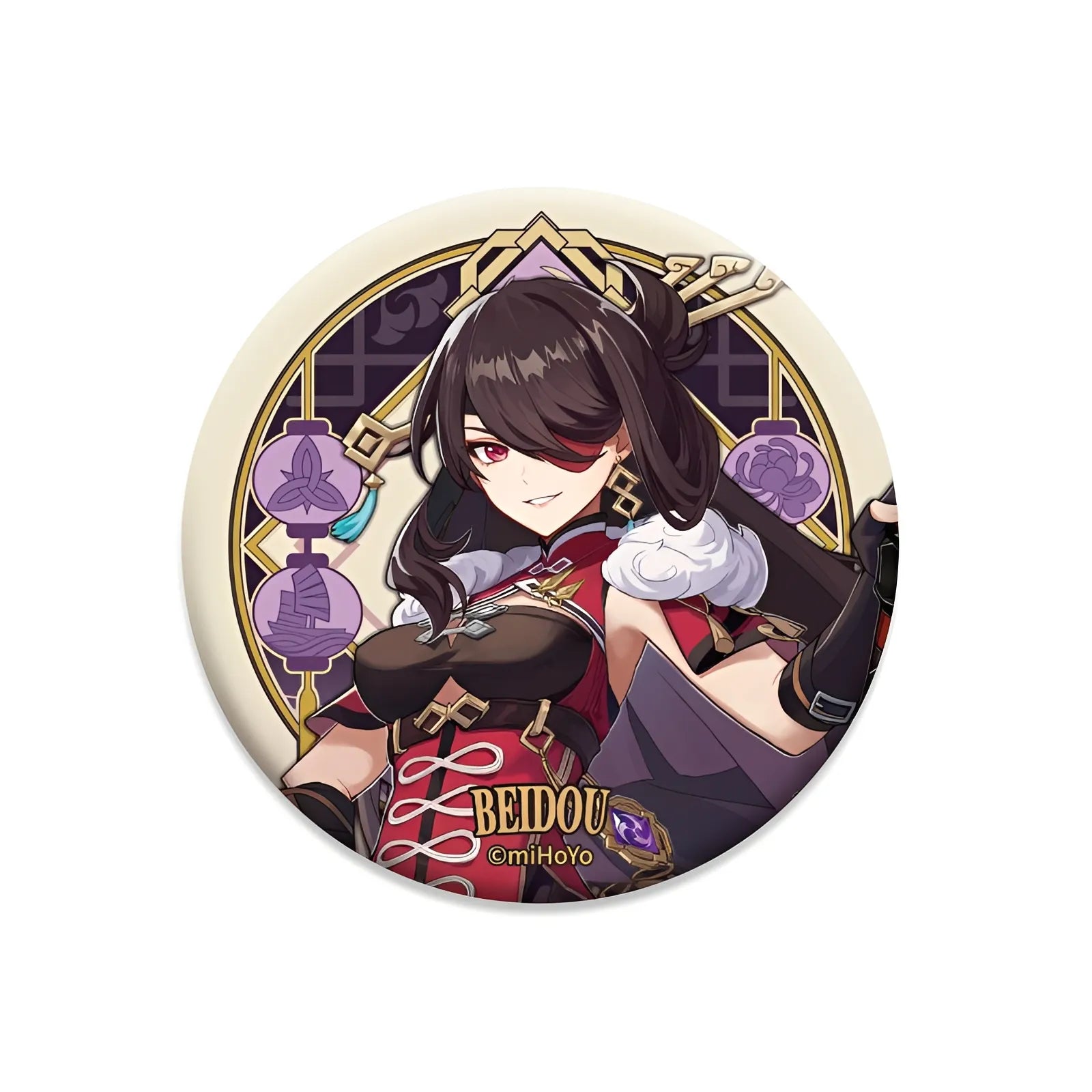 Genshin Impact Liyue Harbor Series character badge featuring Beidou collectible anime pin